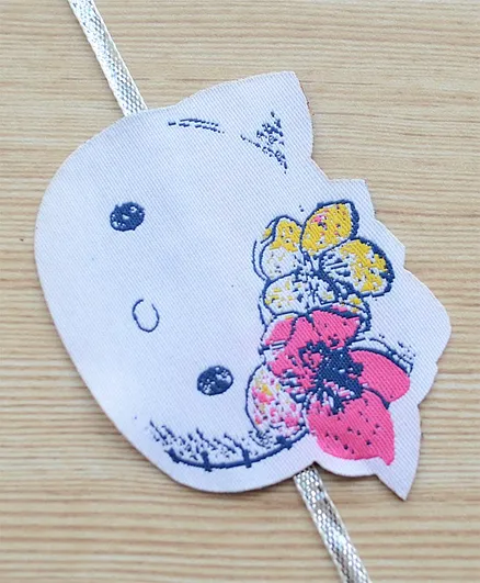 Pretty Ponytails Cat Face Design Detailing Rakhi - White