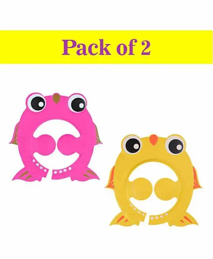 Syga Fish Shape Adjustable Shower Cap Yellow & Pink - Pack of 2