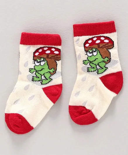 Mustang Socks Frog Design - Cream