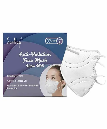 SanNap Ultra N95 Anti Pollution Reusable Face Mask - White
