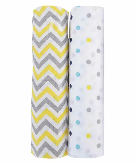haus & kinder 100% Cotton Muslin Swaddle Wrap Pack of 2 - Multicolor