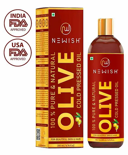 Newish® Pure Cold Pressed Olive Oil For Hair and Skin - 200ml