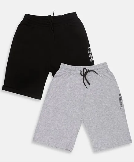 Li'L tomatoes Pack Of Two Solid Shorts With 3 Ply Face Mask - Black Grey