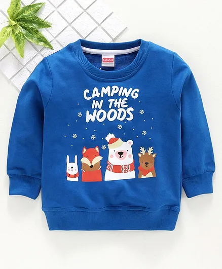 Babyhug Full Sleeves Sweatshirt Camping Print - Blue