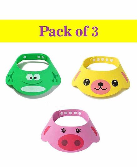 Syga Baby Bath Shower Cap Green Pink & Yellow - Pack of 3