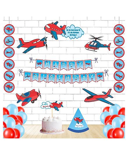 Untumble Aeroplane Theme Birthday Kit Blue - Pack of 58