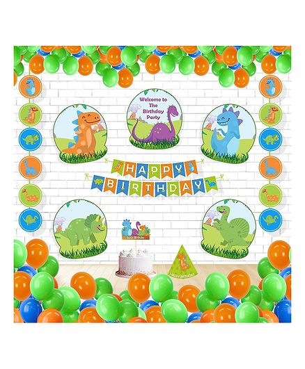 Untumble Dinosaur Theme Birthday Kit Green - Pack of 58