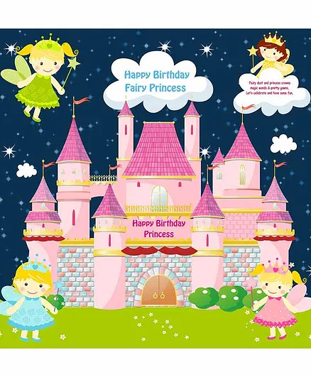 Untumble Fairy Birthday Party Backdrop 4 Feet - Pink & Multicolor