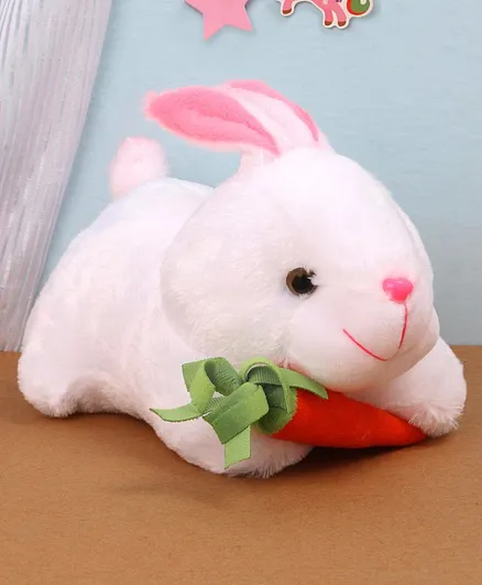 Benny & Bunny Rabbit Soft Toy with Carrot White - Length 26 cm