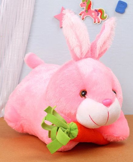 Benny & Bunny Rabbit Soft Toy with Carrot Pink- Length 26 cm