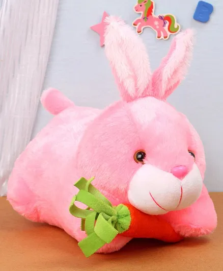Benny & Bunny Rabbit Soft Toy with Carrot Pink- Length 26 cm