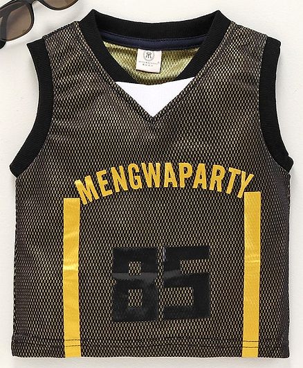 Meng Wa Sleeveless Mesh Tee 85 Print - Black