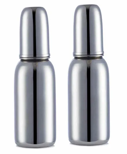 VParents Grade 304 Bullet Stainless Steel Feeding Bottle Pack of 2 - 250 ml