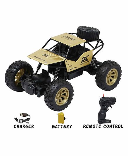 Fiddlerz 2.4GHz Remote Control Drive Rock Crawler Off Roader Monster Toy Truck - Golden