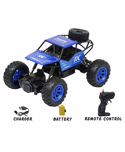 Fiddlerz 2.4GHz Remote Control Drive Rock Crawler Off Roader Monster Toy Truck - Blue