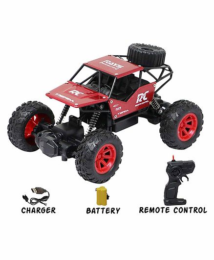Fiddlerz 2.4GHz Remote Control Drive Rock Crawler Off Roader Monster Toy Truck - Red