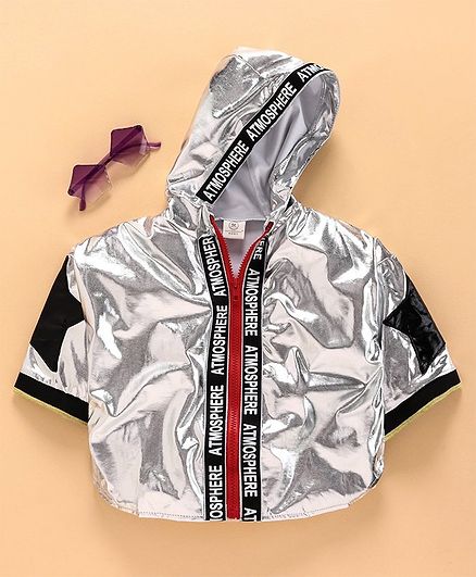 Meng Wa Full Sleeves Jacket Atmosphere Print - Silver