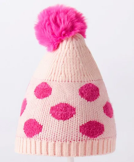 Babyhug Woolen Cap Polka Dots Red - Diameter 10.5 cm