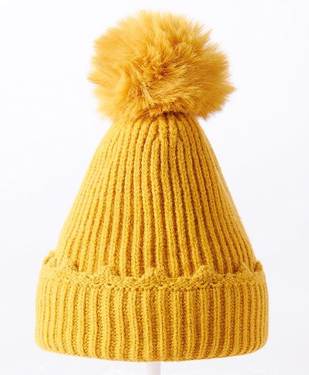Babyhug Woolen Solid Cap Yellow - Diameter 11.5 cm