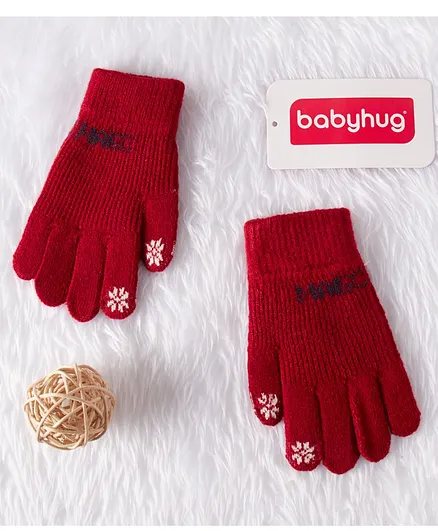 Babyhug Woolen Gloves - Red