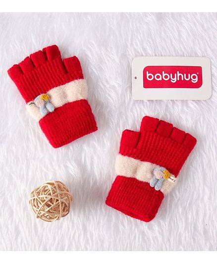 Babyhug Woolen Gloves - Red
