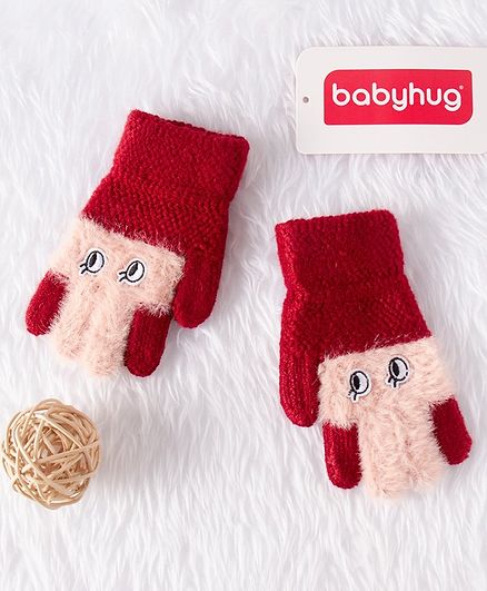 Babyhug Woolen Gloves - Red