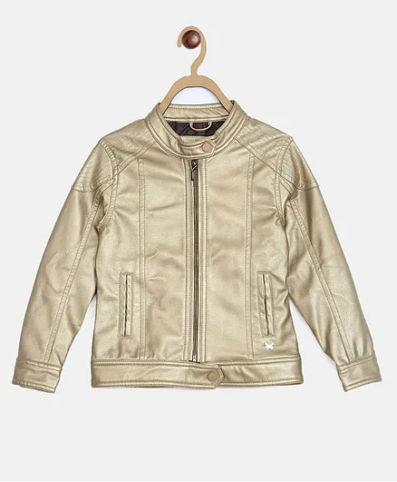 Blue Giraffe Solid Full Sleeves Jacket - Gold