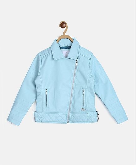 Elle Kids Full Sleeves Side Open Zip Jacket - Sky Blue