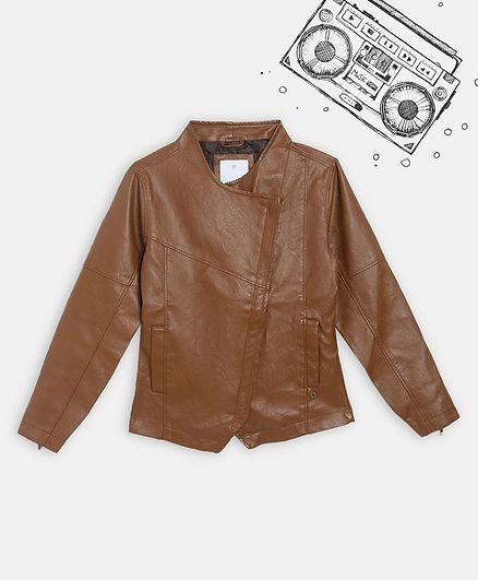 Elle Kids Solid Full Sleeves Jacket - Brown
