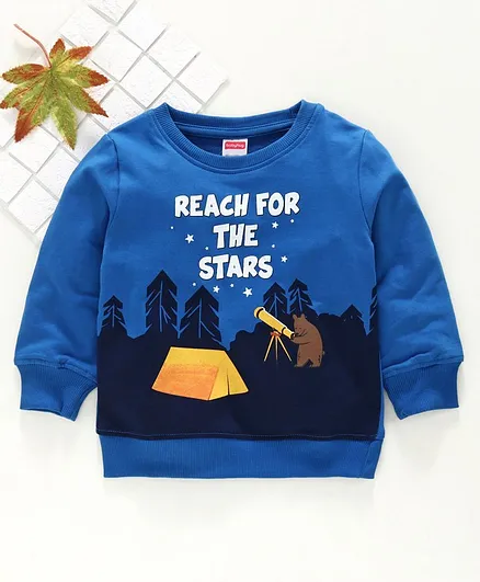 Babyhug Full Sleeves Sweatshirt Star Print - Blue