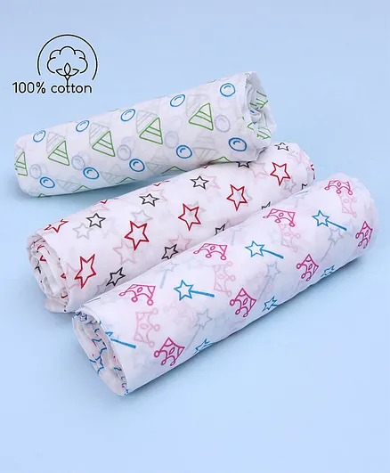 Zoe100% Malmal Cotton Swaddle Wraps Generic Print - Pack of 3