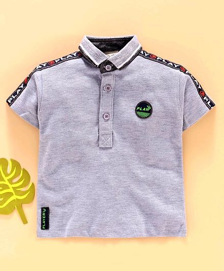 Little Kangaroos Half Sleeves Tee Play Patch - Light Grey