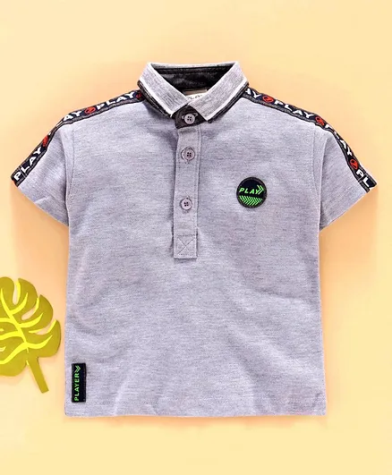 Little Kangaroos Half Sleeves Tee Play Patch - Light Grey