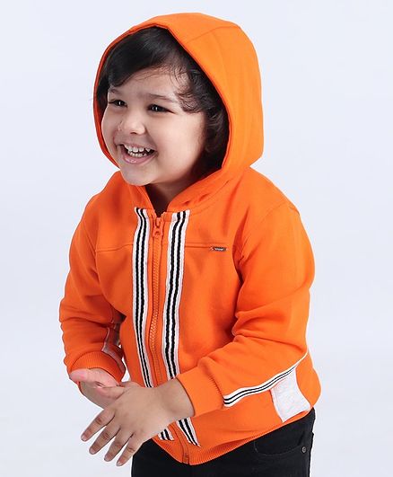Babyoye Full Sleeves Hooded Sweat Jacket - Orange