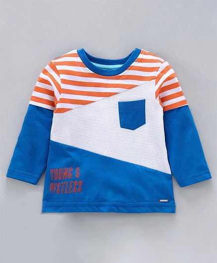 Babyoye Full Sleeves T-Shirt Young & Restless Print - Royal Blue