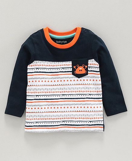 Babyoye Cotton Full Sleeves Tee Crab Print - Navy
