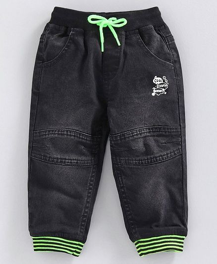 Babyoye Full Length Jogger Jeans Placement Print - Black
