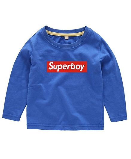 Kookie Kids Full Sleeves Tee Superboy Print - Blue