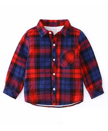 Kookie Kids Full Sleeves Checks Shirt - Blue Red