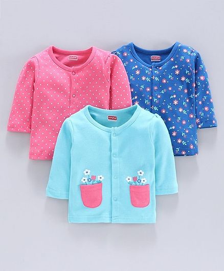 Babyhug Cotton Vest Pack Of 3 - Pink & Blue