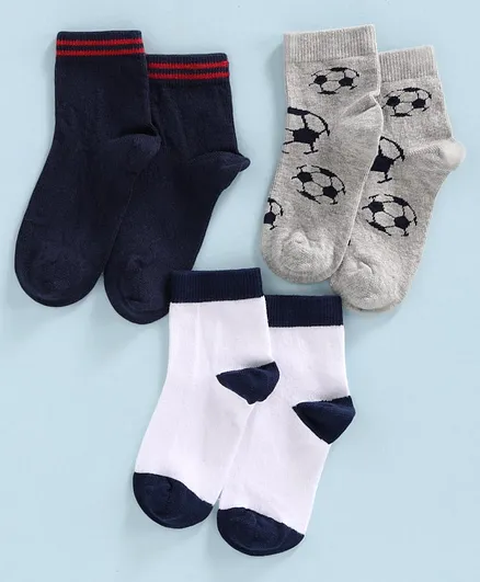 Mustang Ankle Length Socks Multi Design Pack of 3 - Multicolor