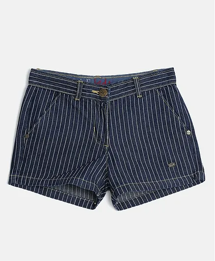 Elle Kids Striped Shorts - Navy Blue