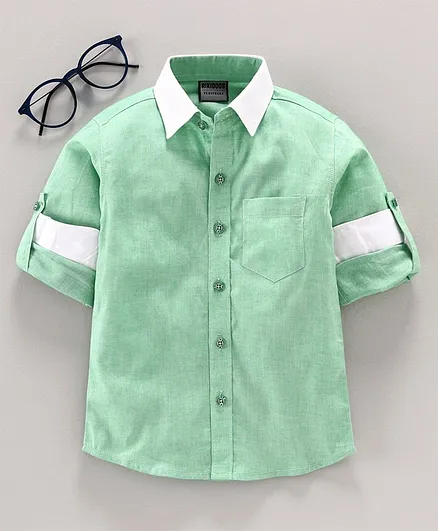 Rikidoos Solid Full Sleeves Shirt - Green