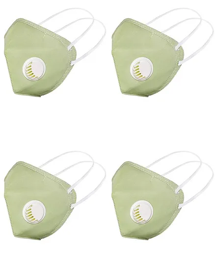 JS Care Pack of 4 Solid Colour 6 Ply N95 Mask - Olive Green