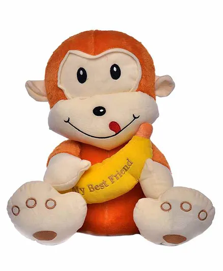 JIN Monkey with Banana Soft Toy Beige - Height 35 cm