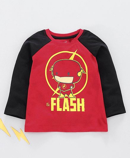 Babyhug Raglan Sleeves Tee The Flash Print - Red Black
