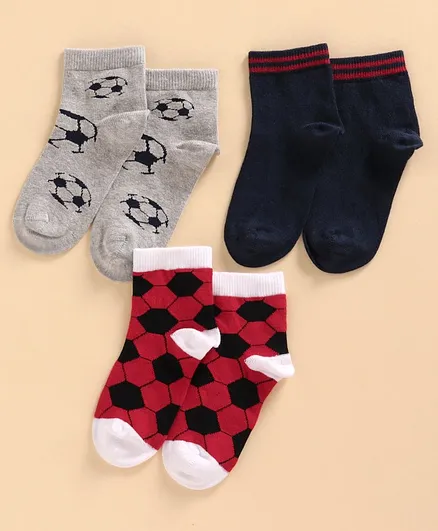 Mustang Ankle Length Socks Multi Design Pack of 3 - Multicolor