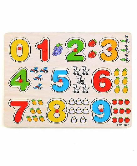 FunBlast Wooden Knob Puzzle Multicolor - 10 Pieces