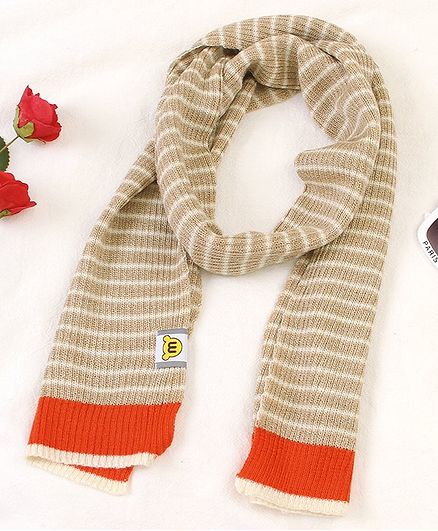 Kookie Kids Striped Woolen Scarf - Light Brown