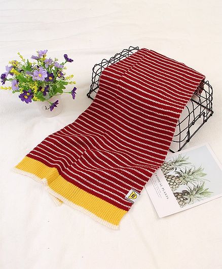 Kookie Kids Striped Woolen Scarf - Dark Red